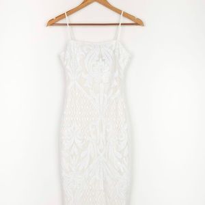 Lulu’s cheers to midnight white sequin midi dress